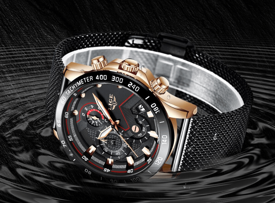 Men's Sports Waterproof Watch With  Stainless Steel Bracelet Unique Design Perfect Gift For Your Man Stevvex