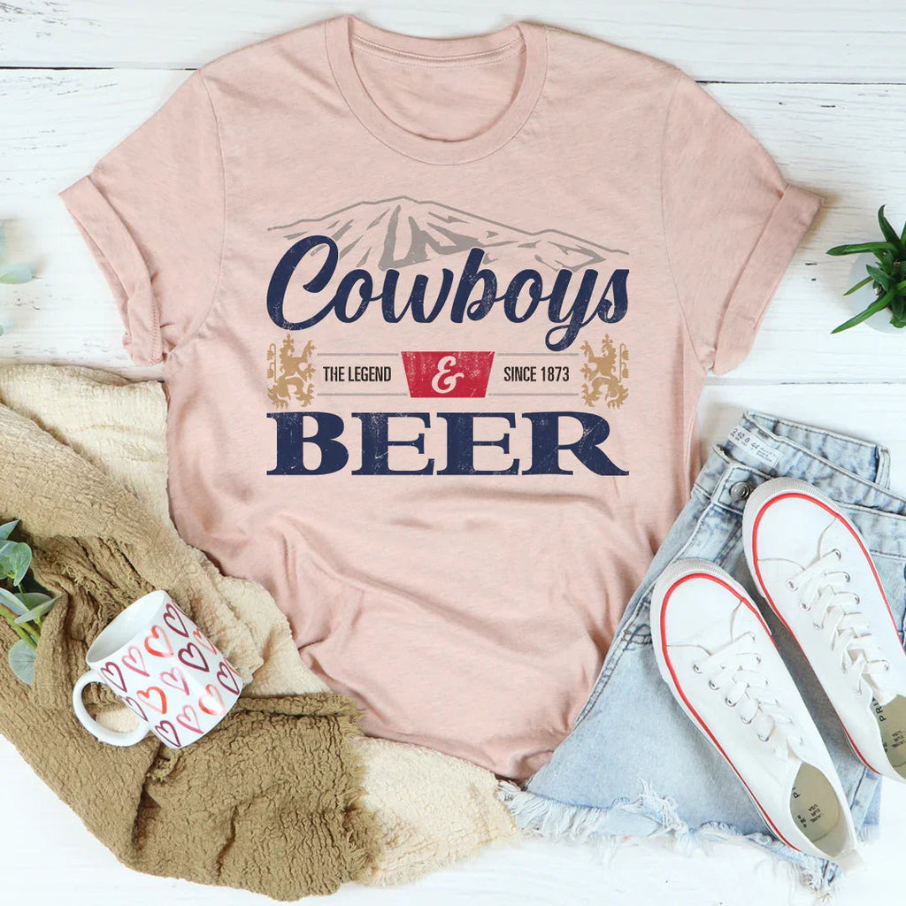 Cowboys & Beer Tee Peachy Sunday