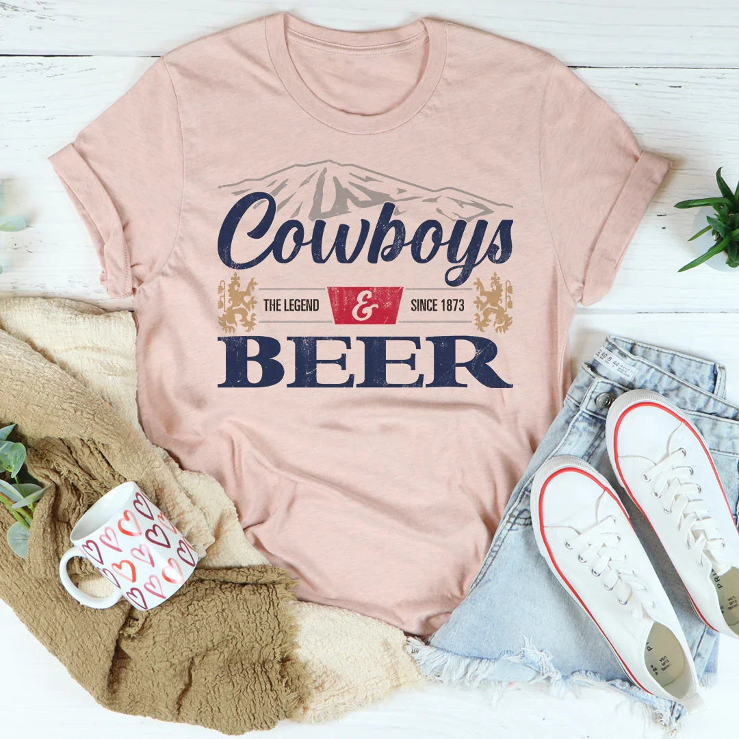 Cowboys & Beer Tee Peachy Sunday