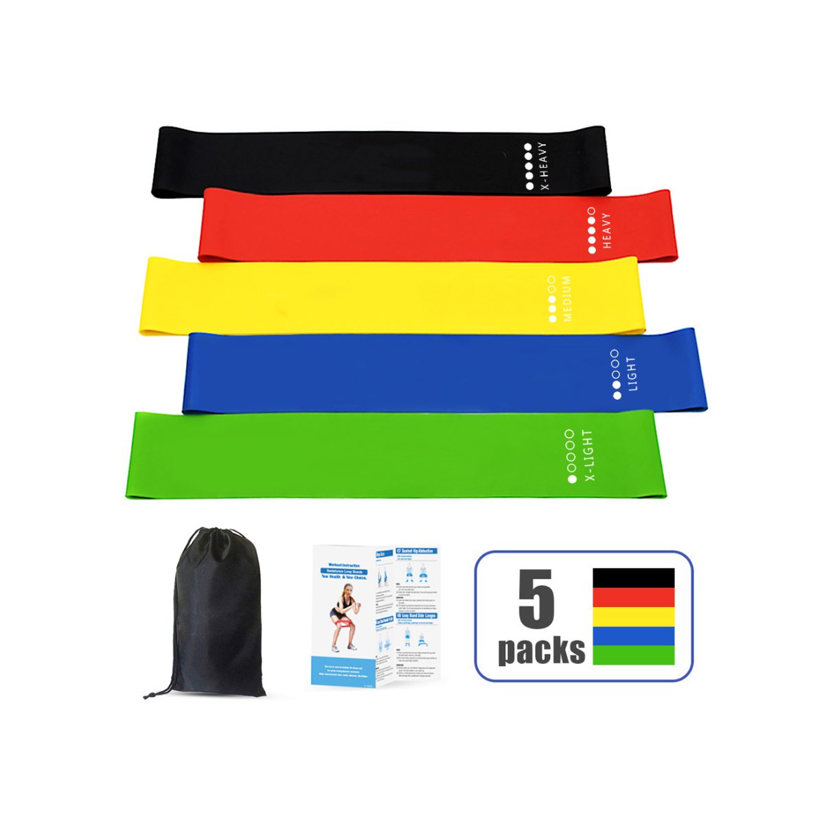 Flex And Stretch Set Of 5 Exercise Latex Bands - SJB-DIAMOND ELITES