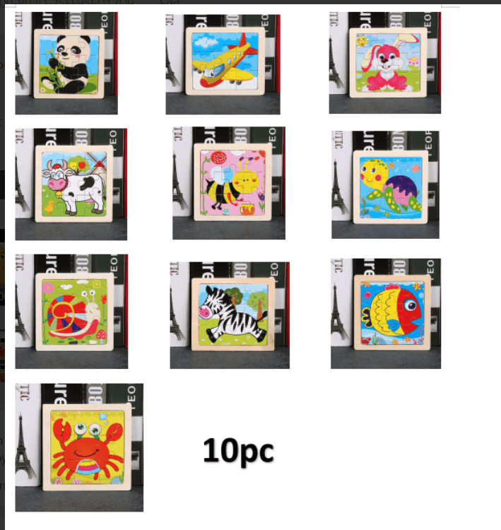 10pcs Of Wood Puzzle Baby Young Children Early Lessons Learned Intelligence Cartoon Animal Puzzle Wooden Toys Education Puzzles - SJB-DIAMOND ELITES
