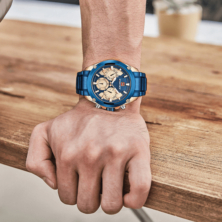 Men's  Waterproof Stainless Steel Watch With Chronometers Business Style Wristwatch Unique Design Perfect Gift - SJB-DIAMOND ELITES