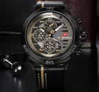 Men's  Sports Waterproof Watch With Chronometers And Leather Belt Multifunction Wristwatch Unique Design Perfect Gift - SJB-DIAMOND ELITES