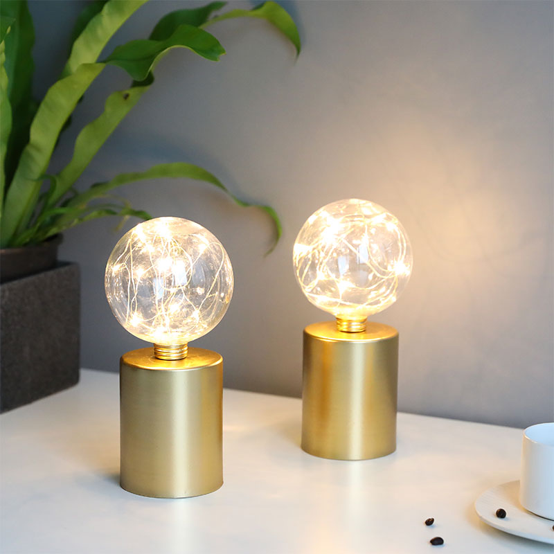 8" Tall Gold Battery Powered Table Lamp（Set of 2 ） Lootquake LLC
