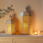 15"&11''H Outdoor Candle Lanterns Rustic Decorative Lanterns Lootquake LLC