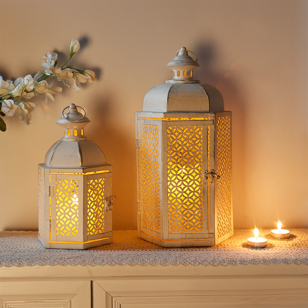 15"&11''H Outdoor Candle Lanterns Rustic Decorative Lanterns Lootquake LLC