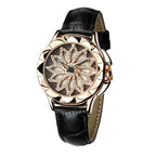 Luxury White Flower Womens Watch Analog Quartz Waterproof Wristwatches Elegant Leather Strap Modern Design Stevvex