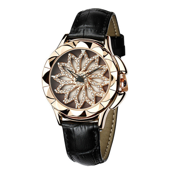 Luxury White Flower Womens Watch Analog Quartz Waterproof Wristwatches Elegant Leather Strap Modern Design Stevvex