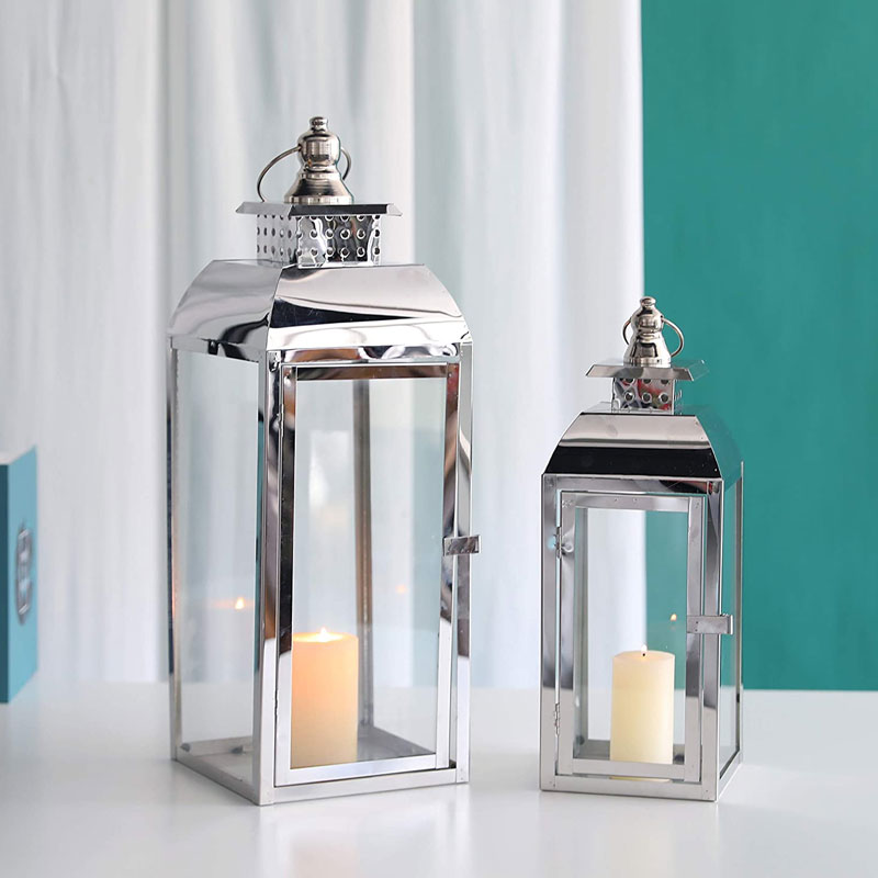 20.5"&15" High Stainless Steel Decorative Candle Lanterns ( Set of 2 ) Lootquake LLC