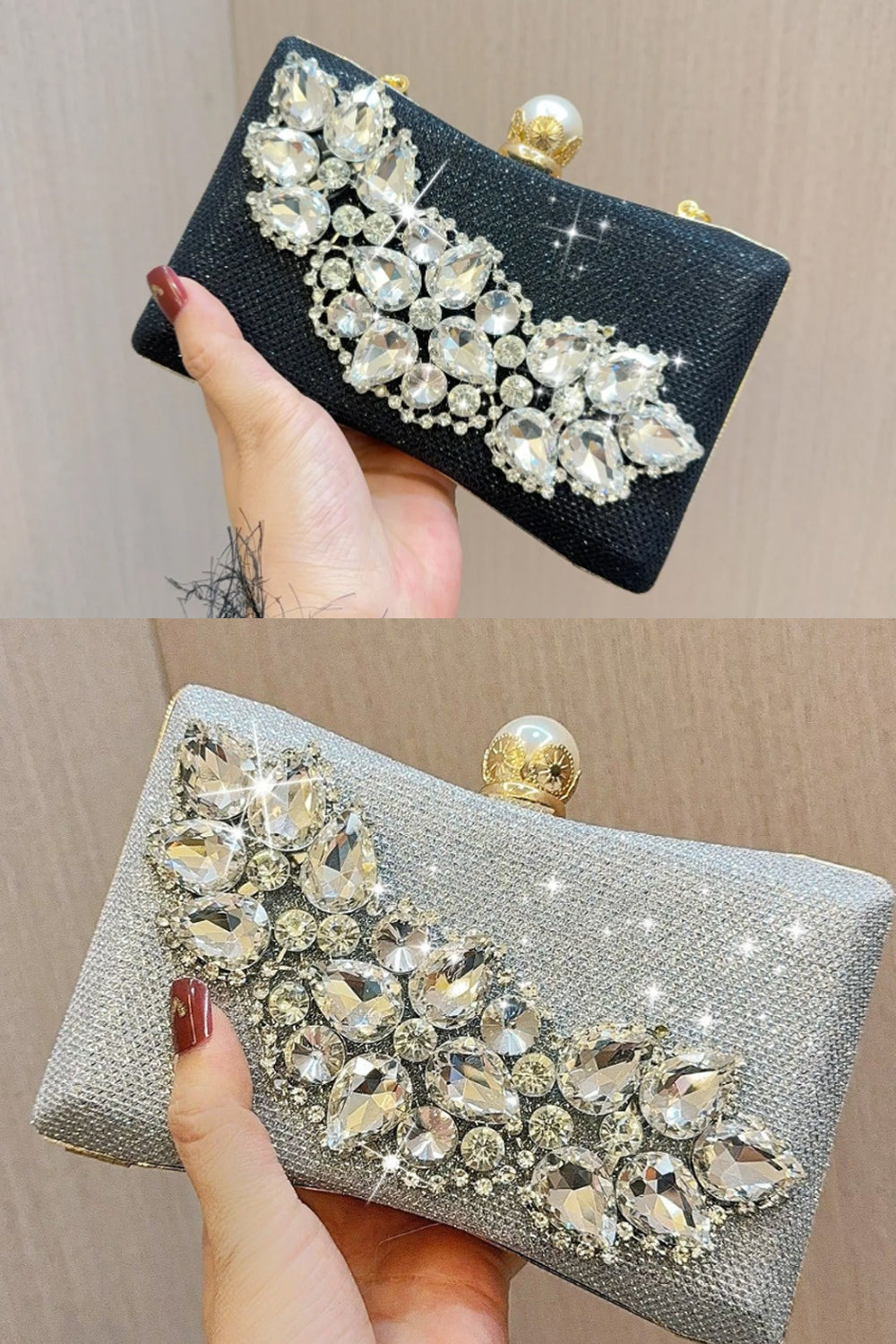 Glass rhinestone handbag Wedding birthday socialite party dinner bag - SJB-DIAMOND ELITES