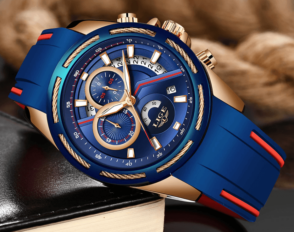 Men's Waterproof Modern Watch With Rubber Straps Multifunction Watches Unique Design Perfect Gift Stevvex