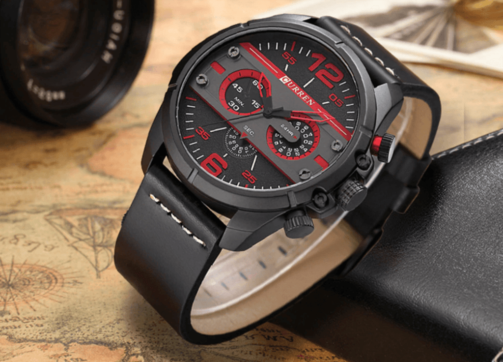 Men's  Waterproof Retro Style Watch With Excellent  Background, Chronometers  Large Numbers Perfect Gift Stevvex