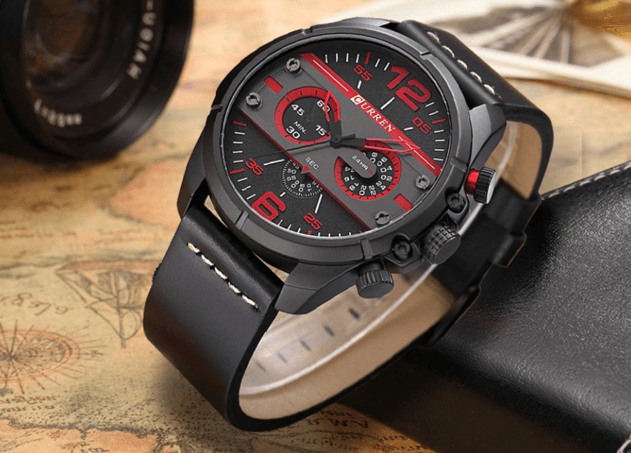 Men's  Waterproof Retro Style Watch With Excellent  Background, Chronometers  Large Numbers Perfect Gift Stevvex