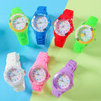 Kids Quartz Watches 50M Waterproof Analog Wristwatches Jelly Clock Students Watch Children PU Band Watch Childrens Analog Wrist Watch With Protective Design Simple Watch For Girls And Boys Stevvex
