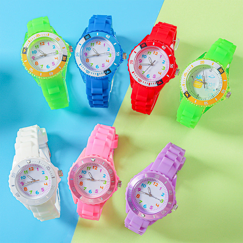 Kids Quartz Watches 50M Waterproof Analog Wristwatches Jelly Clock Students Watch Children PU Band Watch Childrens Analog Wrist Watch With Protective Design Simple Watch For Girls And Boys Stevvex