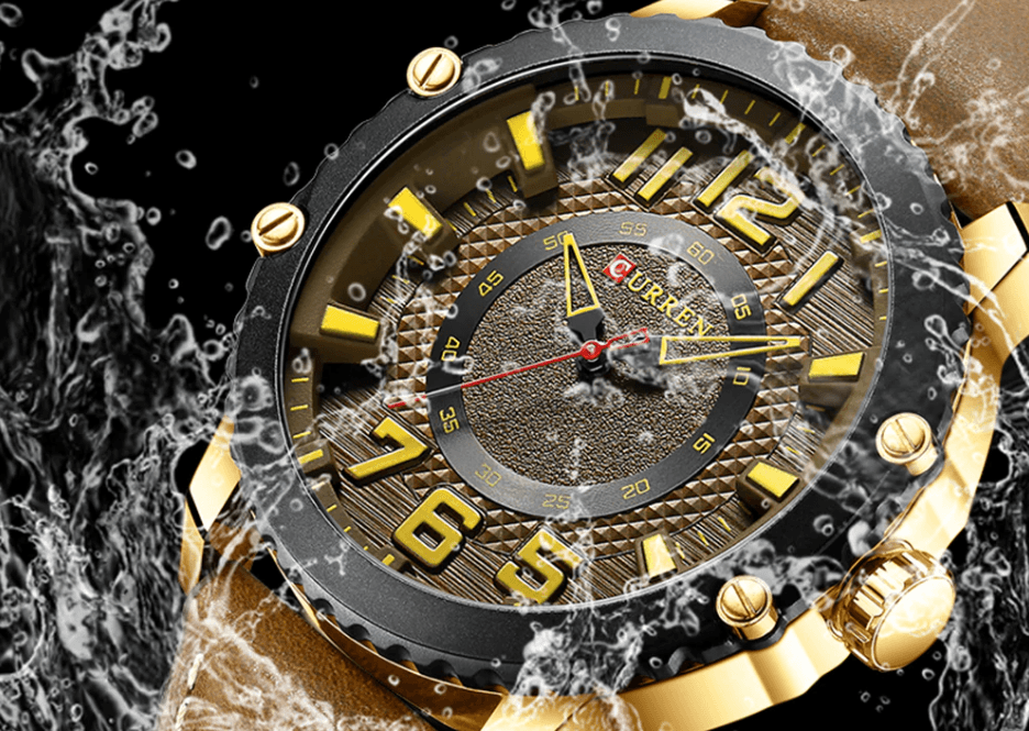 Men's Waterproof  Sport Watch With Leather  Belts  And Large Numbers Details Unique Design Perfect Gift Stevvex