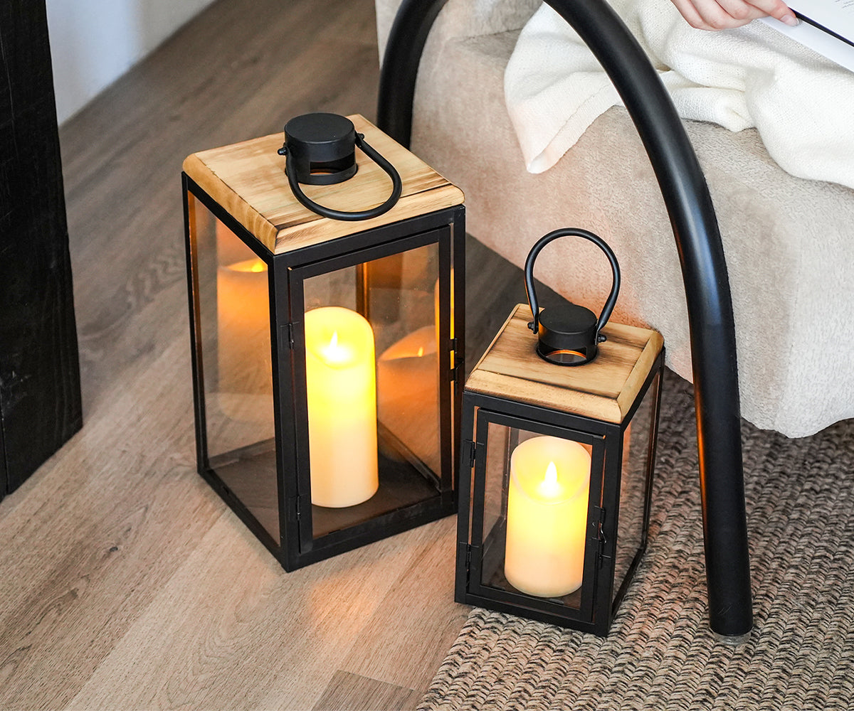 JHY 2-Piece Decorative Candle Lanterns: Farmhouse Meets Modern Style Lootquake LLC