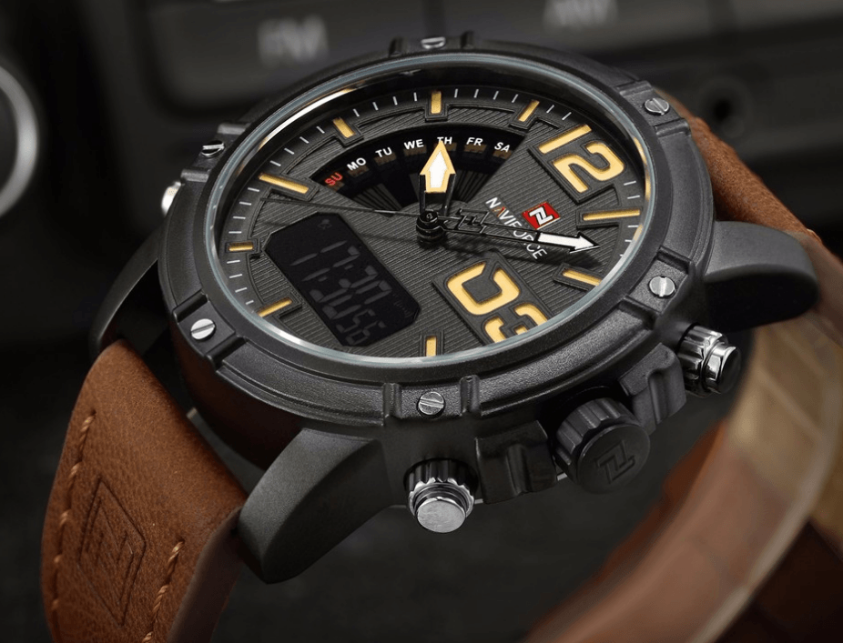 Men's Multifunction Digital Analog Waterproof Watch With Alarm And Automatic Time Zones Unique Design Excellent Gift - SJB-DIAMOND ELITES