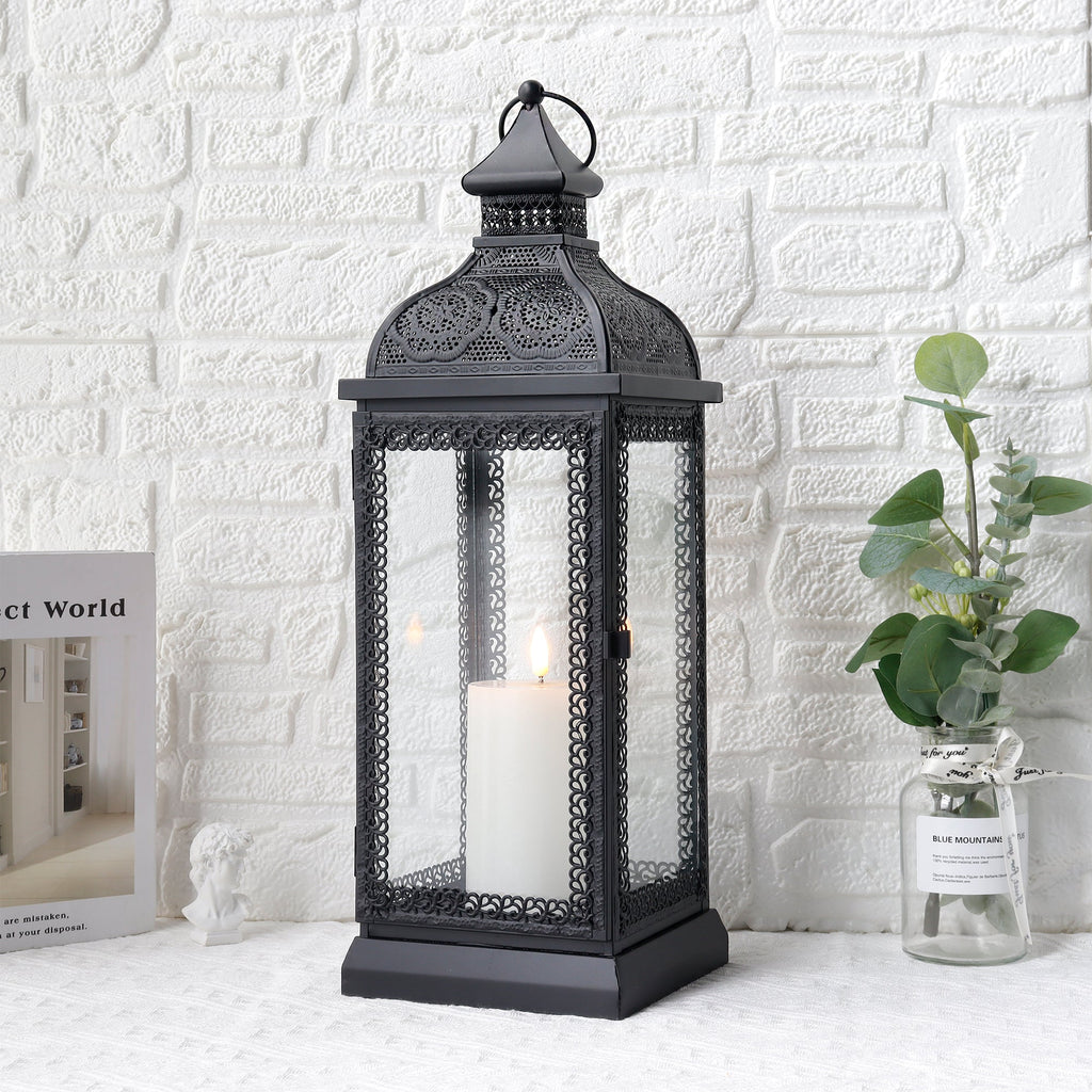 19'' High Rustic Style Metal Candle Lantern (Black) Lootquake LLC