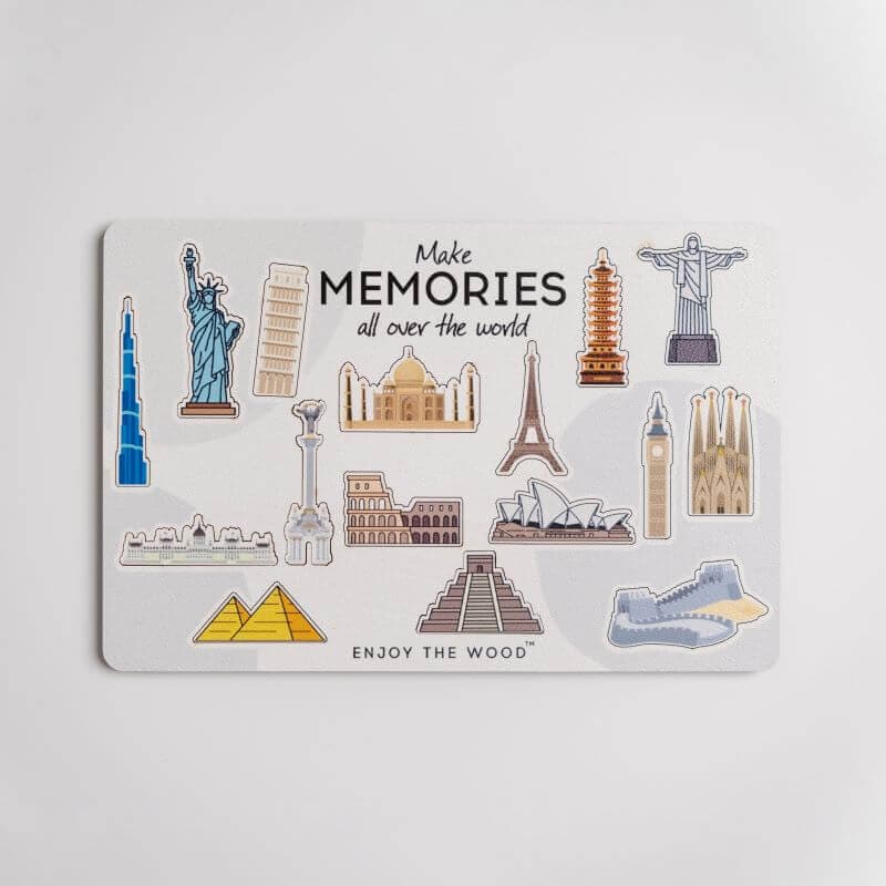 Bundle: Photo Frames, Flags, Airplane, and Sightseeings Pins Enjoy The Wood