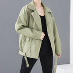 PU Faux Leather Jacket Women Loose Sashes Casual Biker Jackets Outwear Female Tops BF Style Black Leather Jacket Coat Stevvex
