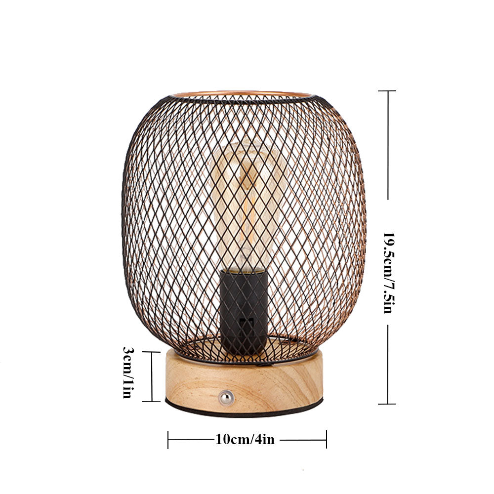 JHY DESIGN Set of 2 Dimmable Touch Bedside Table Lamps 7.5''H Metal Cage Rechargeable Battery Powered Accent Lamps with LED Bulb for Dining Table Parties Patio Indoors Outdoors(Round, Wooden Base) Lootquake LLC