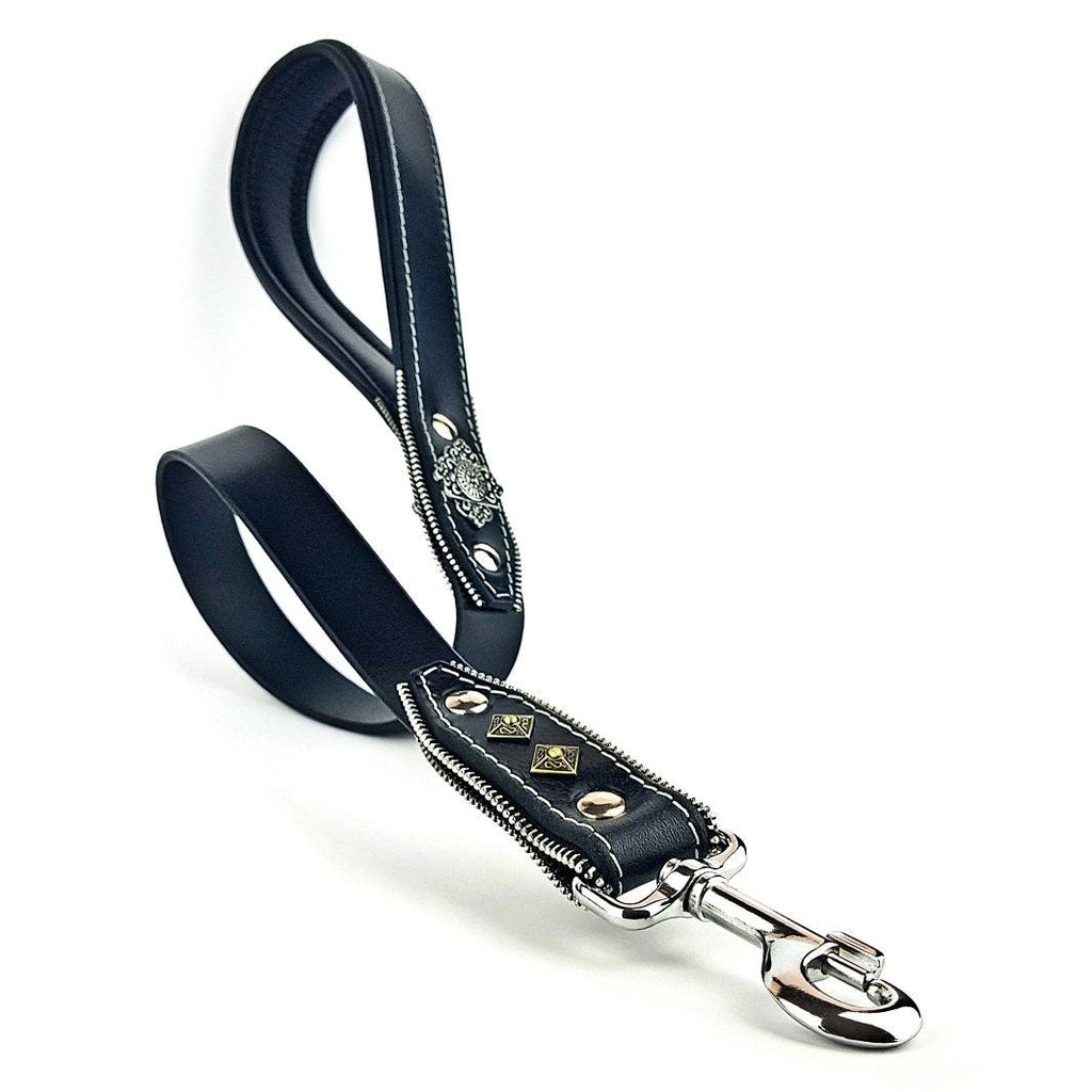 The ''Aztec'' Black leash - SJB-DIAMOND ELITES