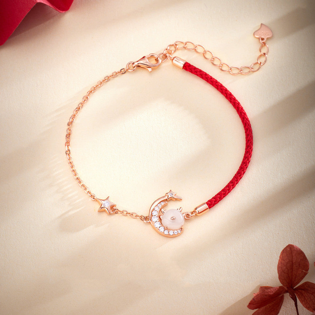 Hetian Jade Dragon Year Necklace Women's Sterling Silver Pi-Mart