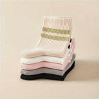 5 Pairs Striped Print Socks, College Style Sports Mid Tube Socks, Women's Stockings & Hosiery Lootquake LLC