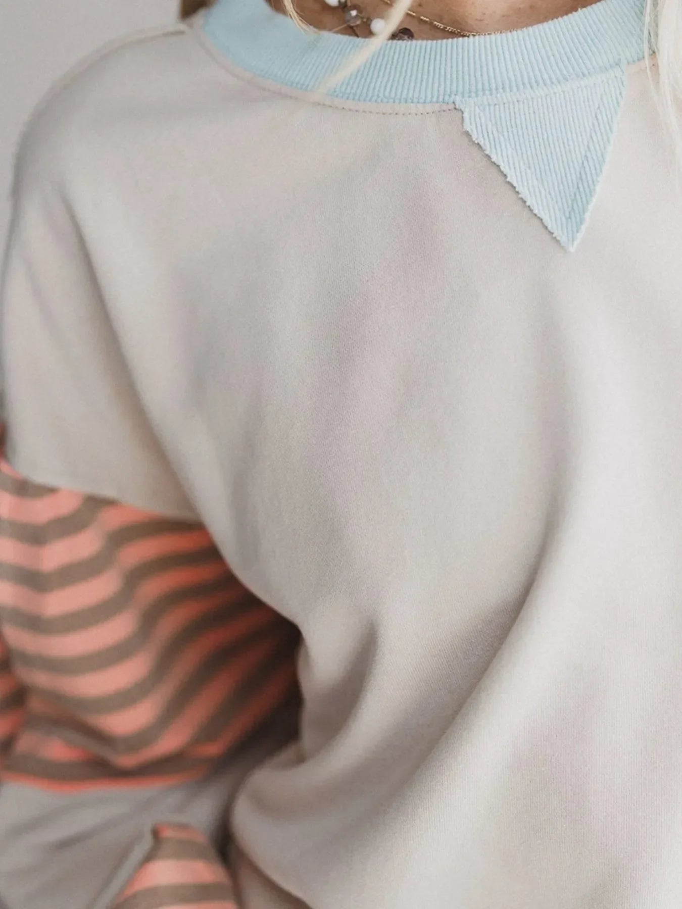 Colorblock Patchwork Drop Shoulder Sweatshirt THRIXINE
