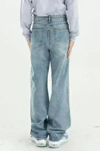 Distressed Wide Leg Jeans with Pockets