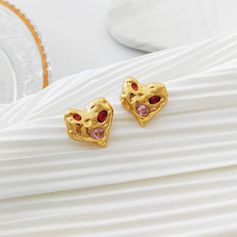 Irregular Heart Stud Earrings Pi-Mart