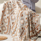 1pc Bohemian Style Striped Tassel Throw Blanket, 100% Polyester, Fantasy Themed, All-Season Multipurpose, Stain Resistant, Woven Fabric, Hand Wash Only, >500g Weight Lootquake LLC