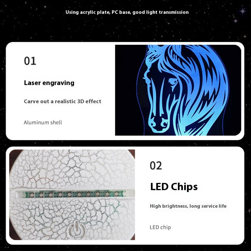 Horse Head Series Colorful Touch Remote Control 3D Table Lamp Lootquake LLC