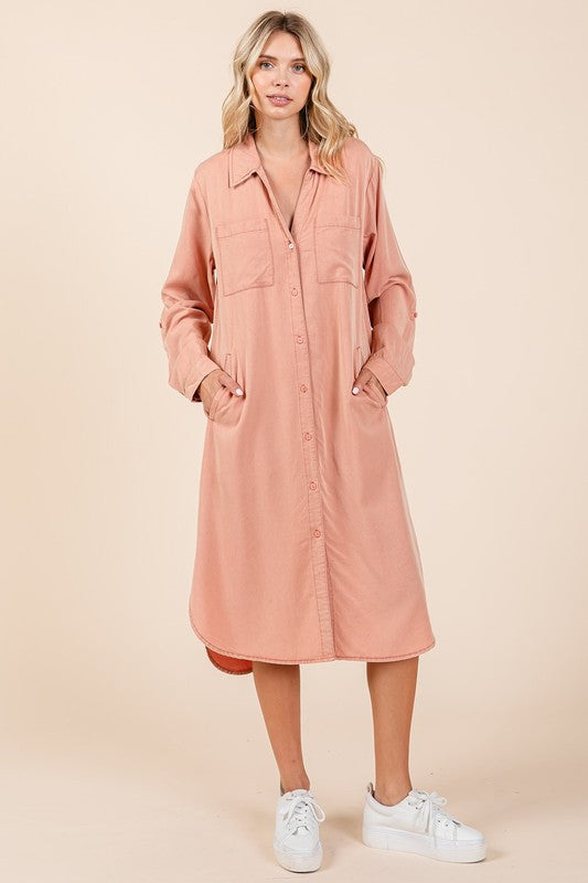 Button Down Long Sleeve Shirt Dress For Women – Casual, Timeless and Versatile Classic Shirt Dress for Year-Round Wear Stevvex