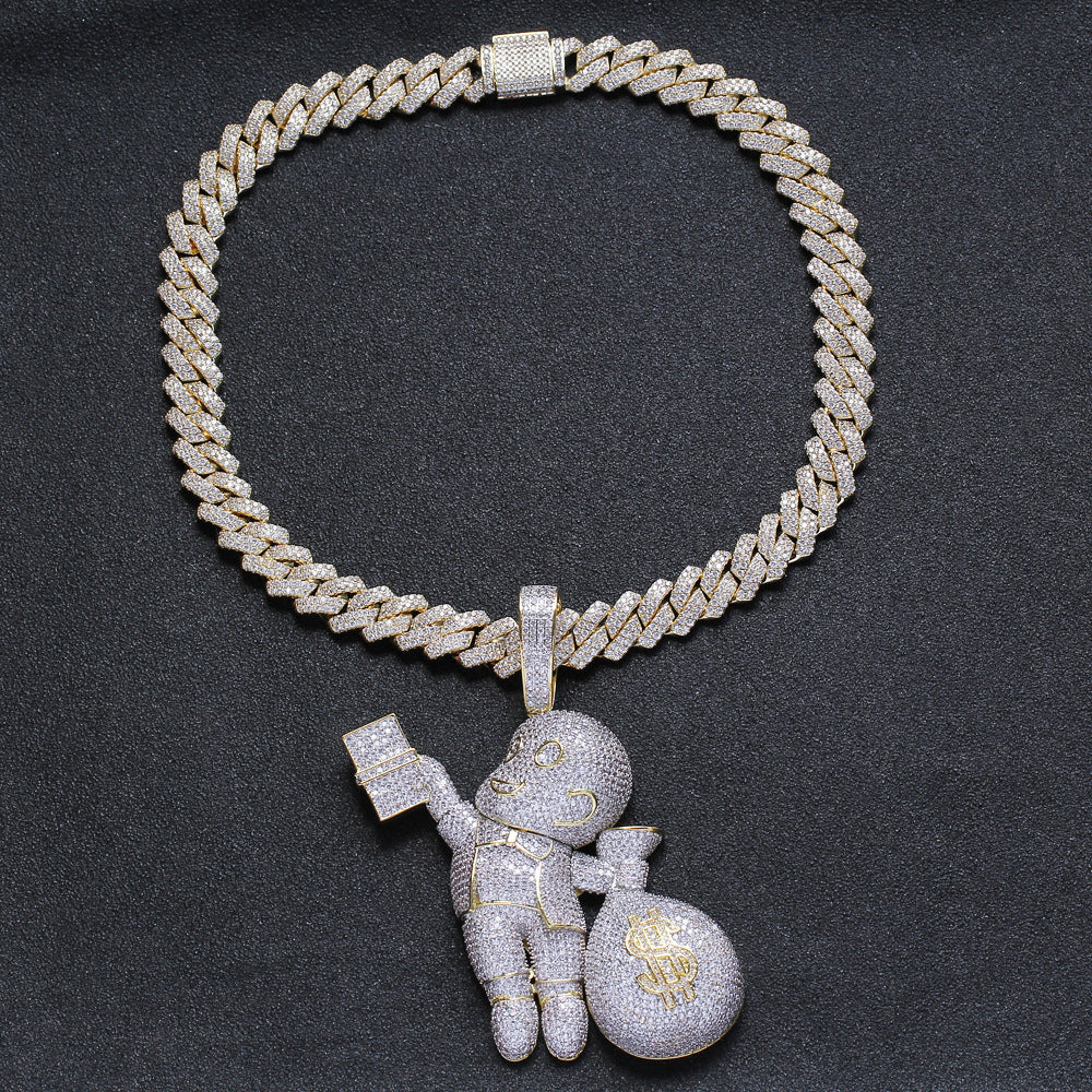 Two-color White Zirconium Necklace Bald Hand-held USD Pi-Mart