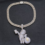 Two-color White Zirconium Necklace Bald Hand-held USD Pi-Mart