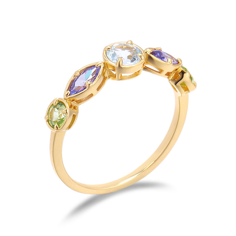 Sky Blue Topa Geometric Ring
