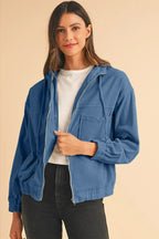 Real Teal Corduroy Zip-Up Hooded Jacket – Femstylo