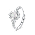 Platinum Round White Opal Glossy Double Moon Edge