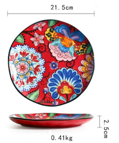 Underglaze Ceramic Tableware Bohemian Household Dishes Pi-Mart