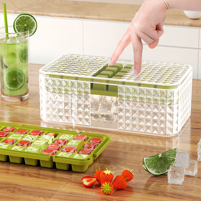 Large New Silicone Square Ice Mold Ice Cube Trays Lid Mold Storage Box Creative Tool Ice Cube Maker Cool Drinks Kitchen Bar Pi-Mart