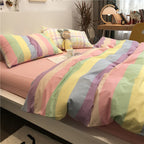 Washed Cotton Bedding Set - Plant and Flower Pattern Four-Piece Duvet Cover Set Pi-Mart