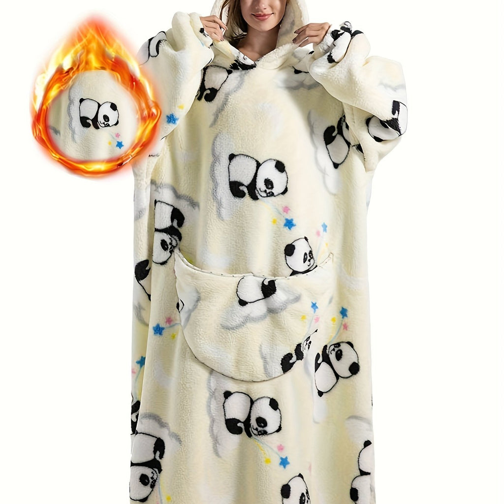 Plus Size Pumpkin Print Flannel Blanket Hoodie - Soft, Cozy, Plush, Hooded, Winter Outwear for Women with Halloween Theme Lootquake LLC