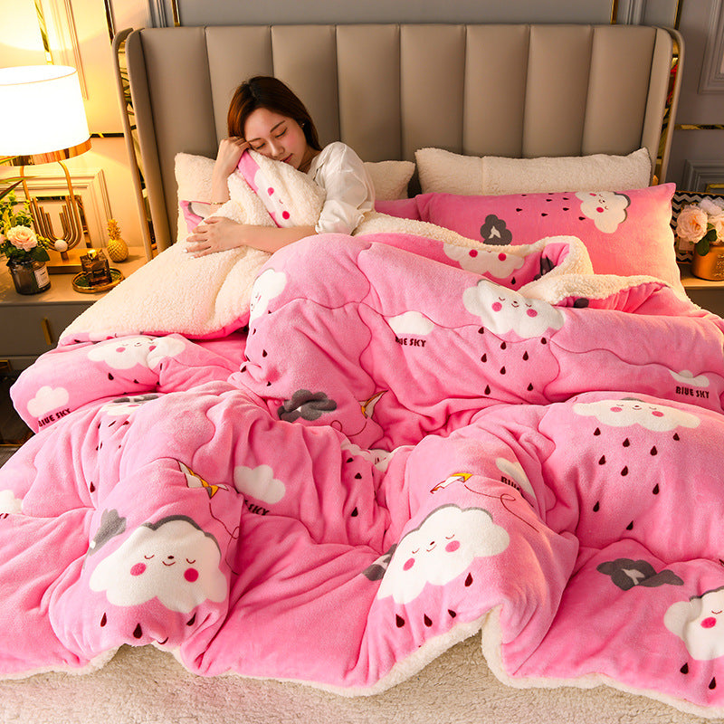 Quilt Winter Quilt Lamb Velvet Core Thickened Warm Dormitory Single Pi-Mart