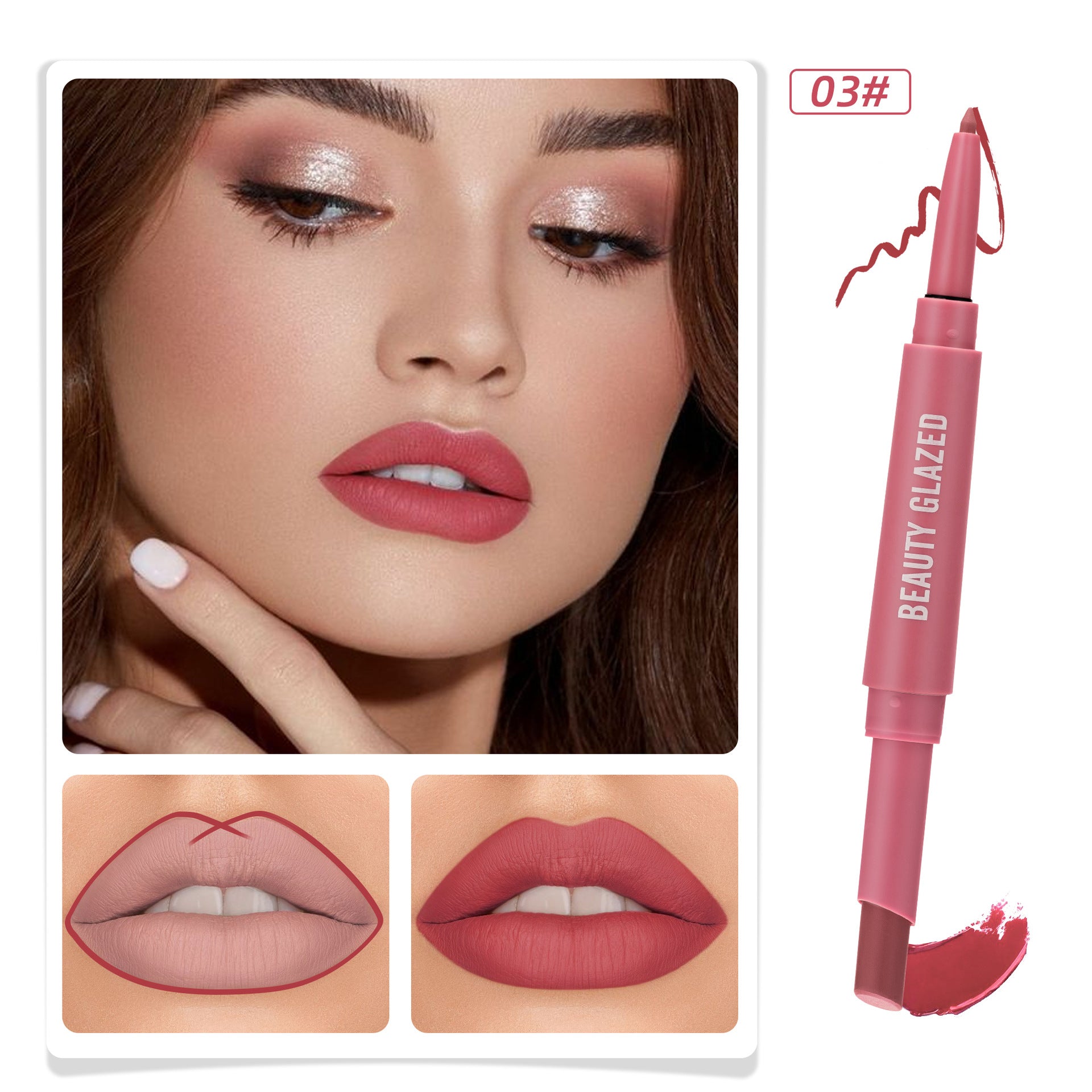 Double-headed Matte No Stain On Cup Lipstick Lip Liner Pi-Mart