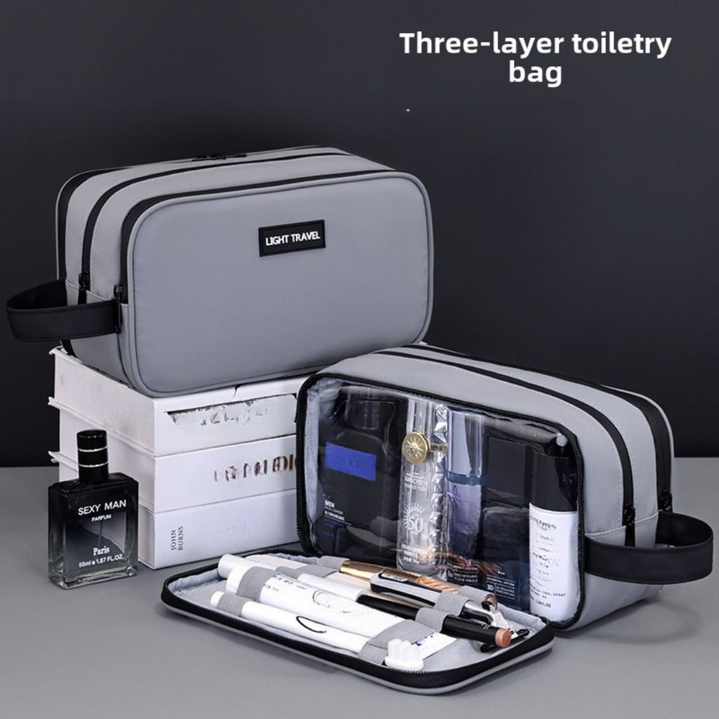 Three-Layer Large-Capacity Men's Toiletry Bag – Travel Portable Cosmetic Storage Bag with Compartments for College Dorm, Camp, Gym – Perfect for Organized Packing - SJB-DIAMOND ELITES