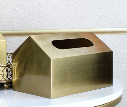 Brass Metal Small House Tissue Box Pi-Mart