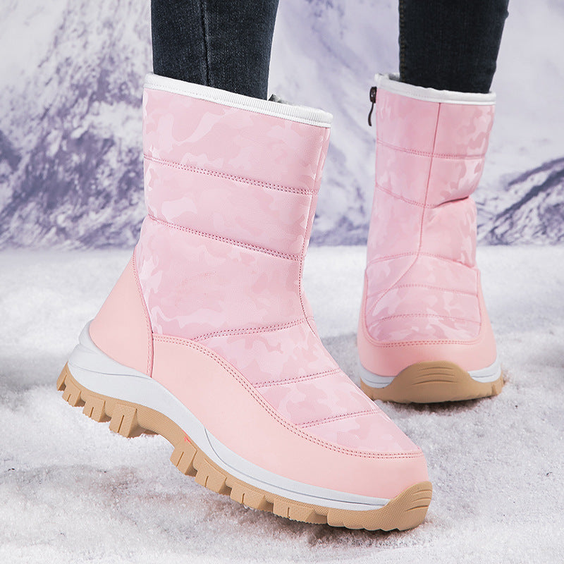 Winter Snow Boots For Women Outdoor Thickened High-top Plus Velvet Shoes Fashion Platform Ankle Boots Keep Warm Plush Shoes Pi-Mart