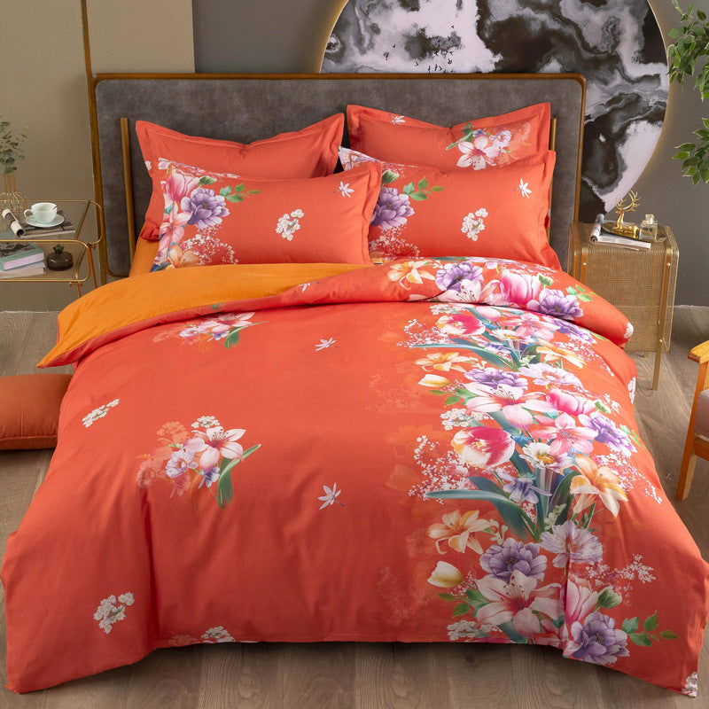 Cotton Winter Linen Quilt Cover Bedding Set Pi-Mart